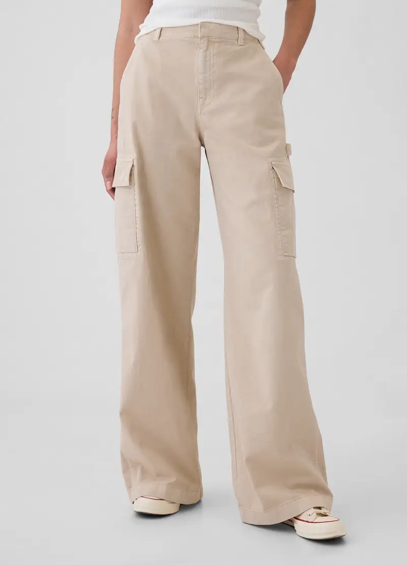 Pantalone Cargo Baggy Fit, Donna, Beige miniatura 2