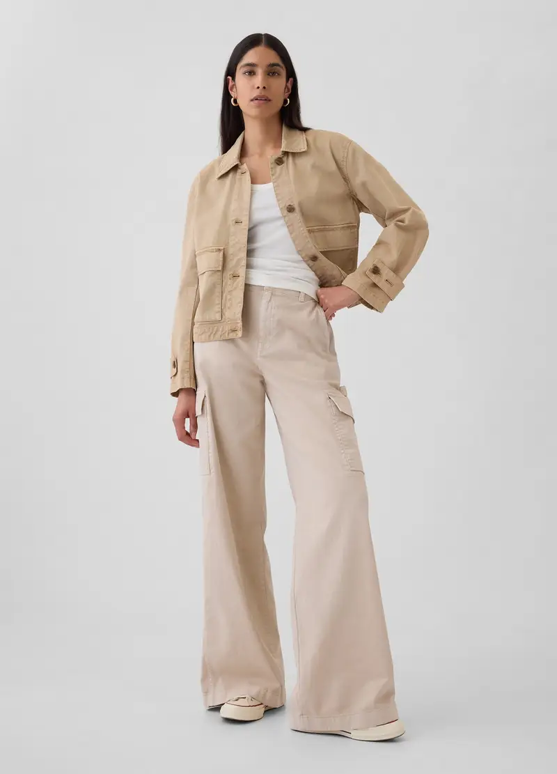 Pantalone Cargo Baggy Fit, Donna, Beige