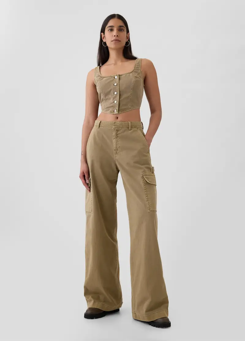 Pantalone Cargo Baggy Fit, Donna, Marrone