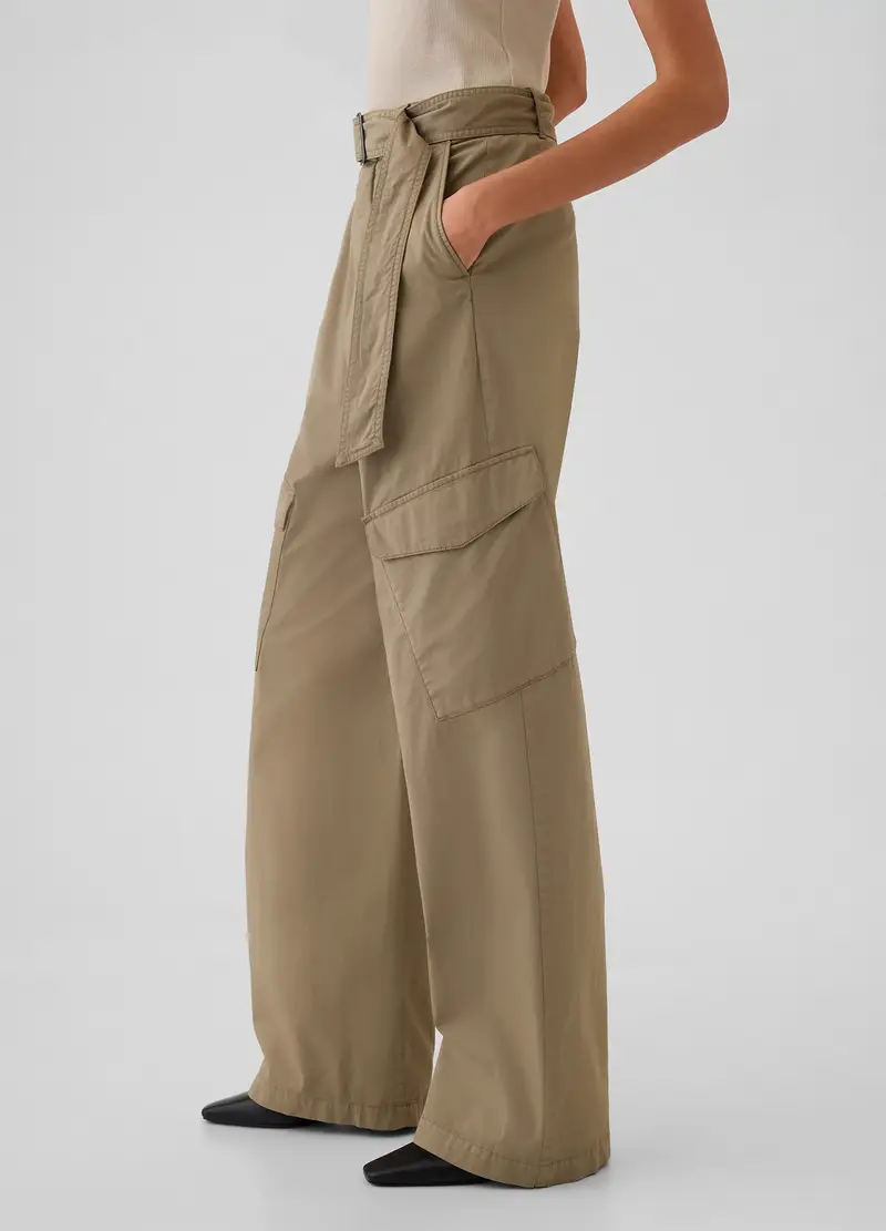 GAP, Pantalone Cargo In Twill Stretch Con Cintura, Donna, Beige, Taglia: 46 miniatura 3
