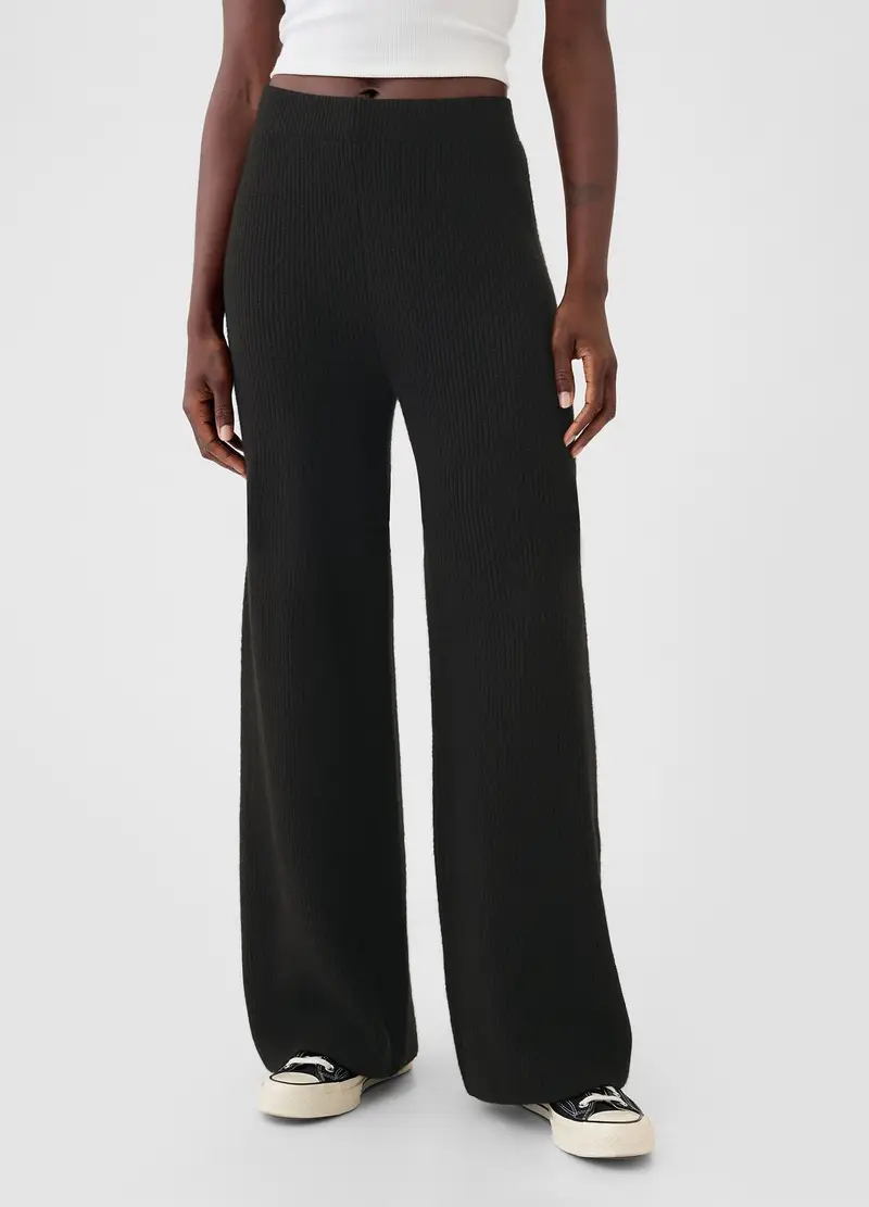 Pantalone Cashsoft A Gamba Larga A Costine, Donna, Nero miniatura 2