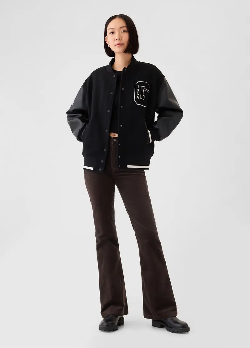 Pantalone Flare Fit A Vita Alta In Corduroy, Donna, Marrone