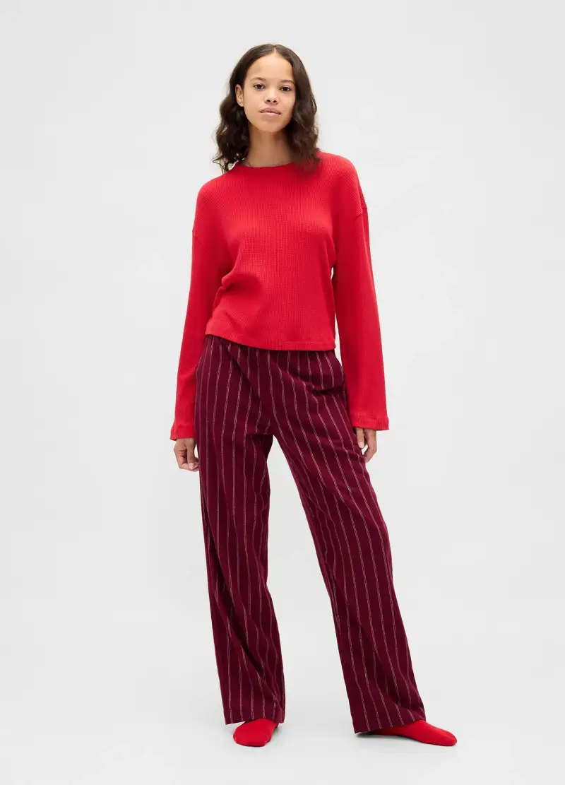 Pantalone Pigiama A Righe, Donna, Rosso
