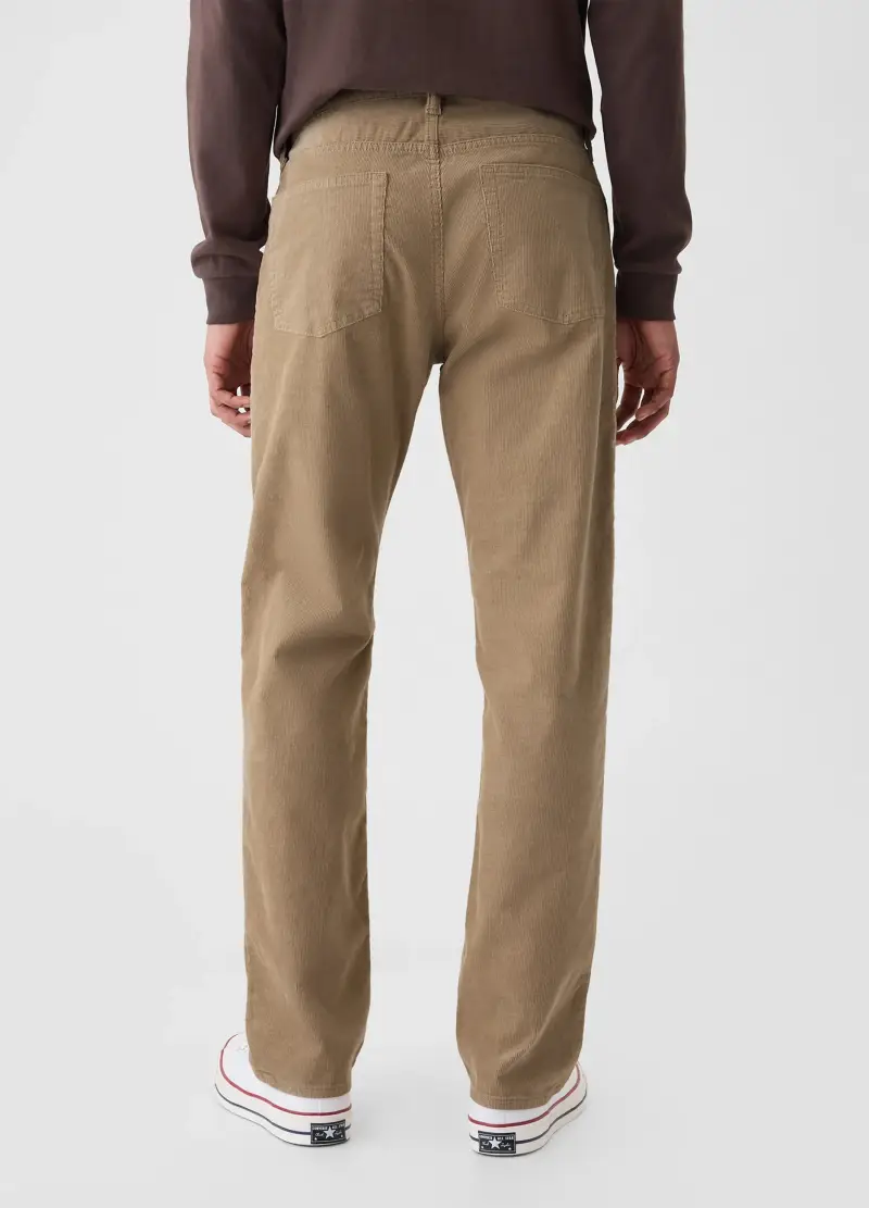 Pantalone Straight Fit In Corduroy Stretch, Uomo, Beige miniatura 3