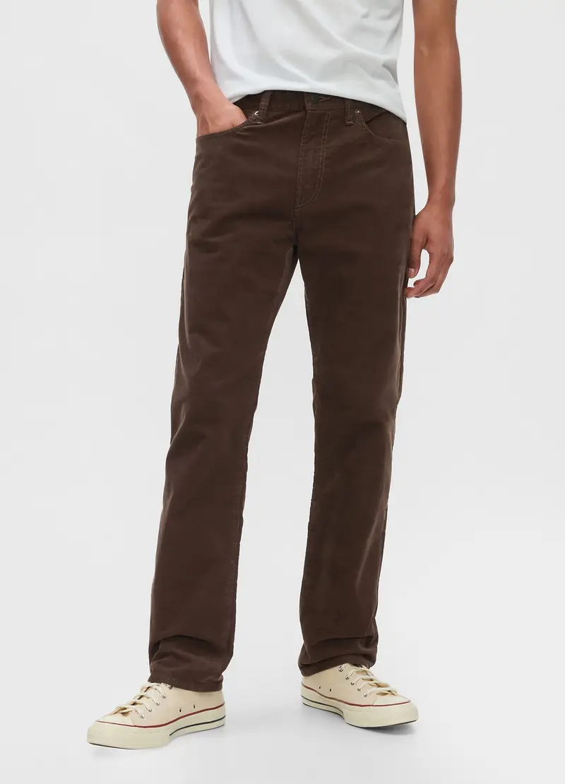 Pantalone Straight Fit In Corduroy Stretch, Uomo, Marrone miniatura 2