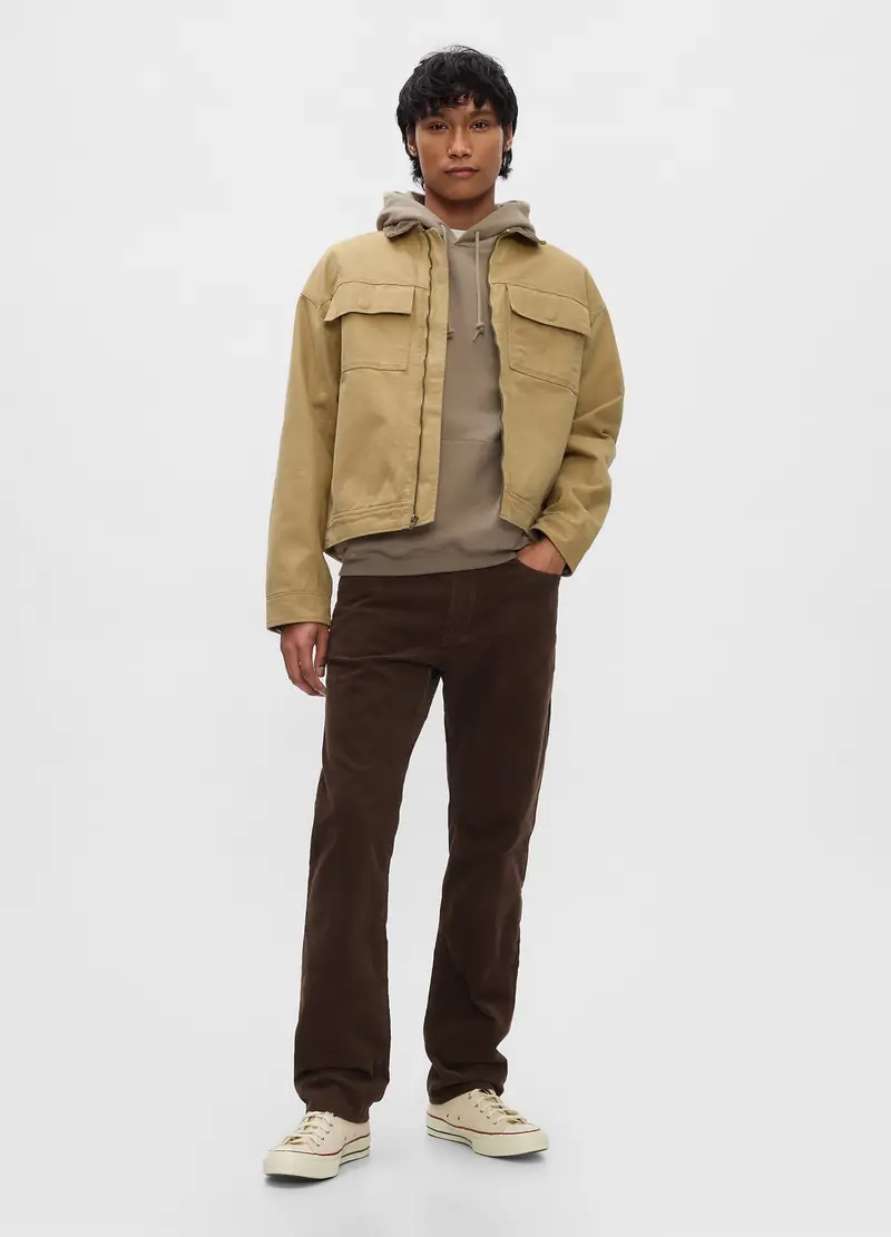 Pantalone Straight Fit In Corduroy Stretch, Uomo, Marrone