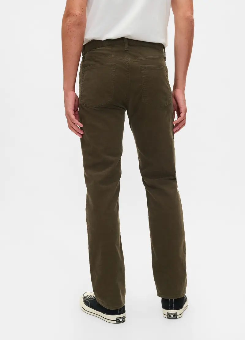 Pantalone Straight Fit In Corduroy Stretch, Uomo, Verde miniatura 3