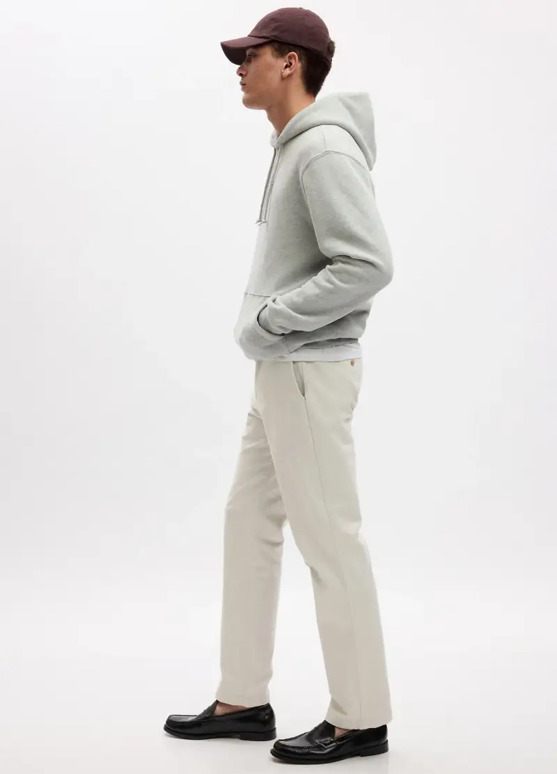 Pantalone Straight Fit In Cotone Stretch, Uomo, Beige miniatura 2