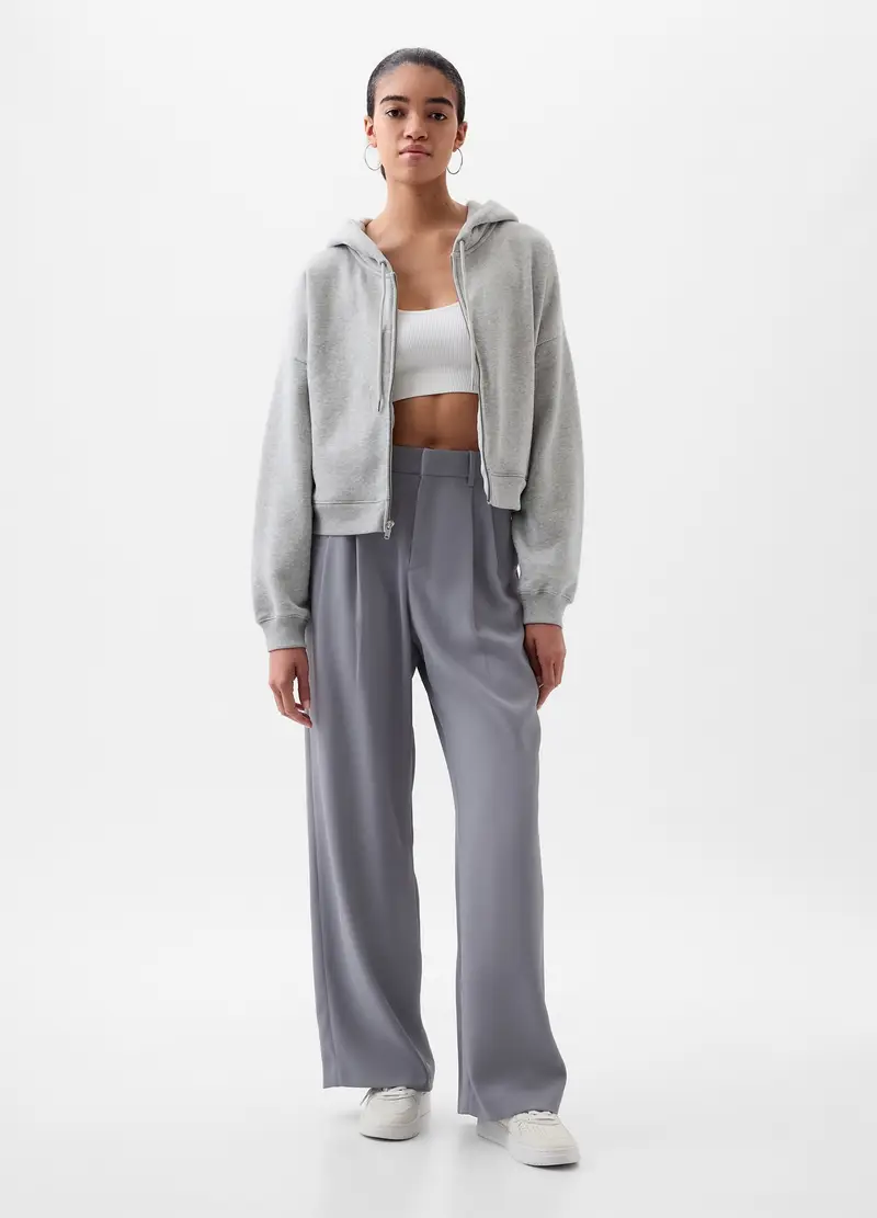 GAP, Pantalone Wide Leg Vita Alta Con Pinces, Donna, Grigio, Taglia: 50