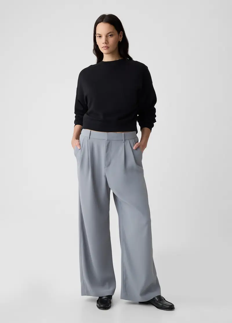 GAP, Pantalone Wide Leg Vita Alta Con Pinces, Donna, Grigio, Taglia: 50 miniatura 3