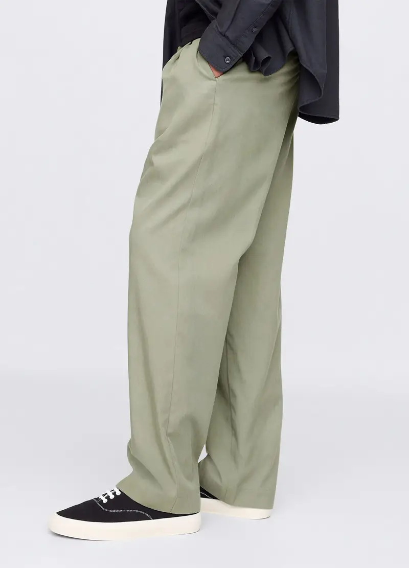 GAP, Pantaloni A Gamba Larga In Lyocell E Cotone, Uomo, Verde, Taglia: XS miniatura 3