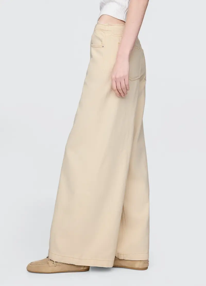 GAP, Pantaloni A Zampa Beige In Cotone E Lyocell, Donna, Beige, Taglia: 34 REGULAR miniatura 3