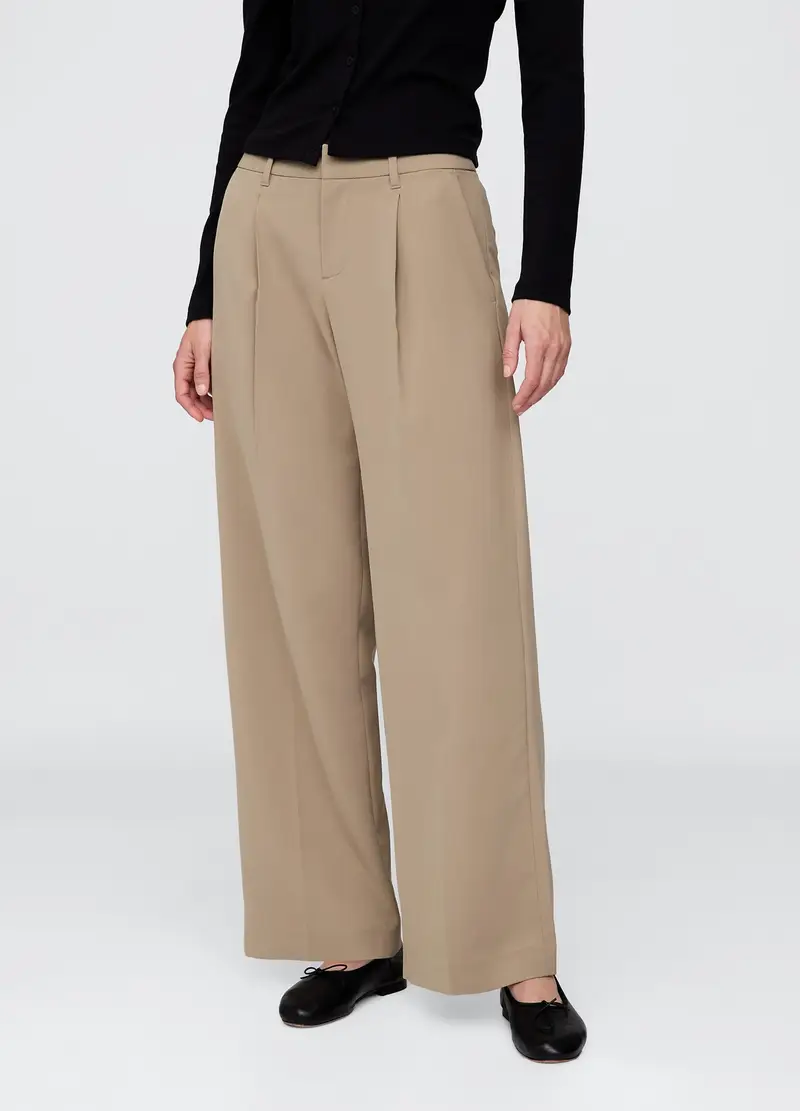 Pantaloni Beige In Tessuto Elasticizzato, Donna, Marrone miniatura 2