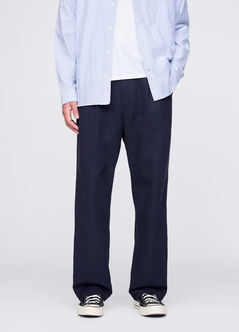 Pantaloni Blu A Gamba Larga In Lyocell E Cotone, Uomo, Blu miniatura 2