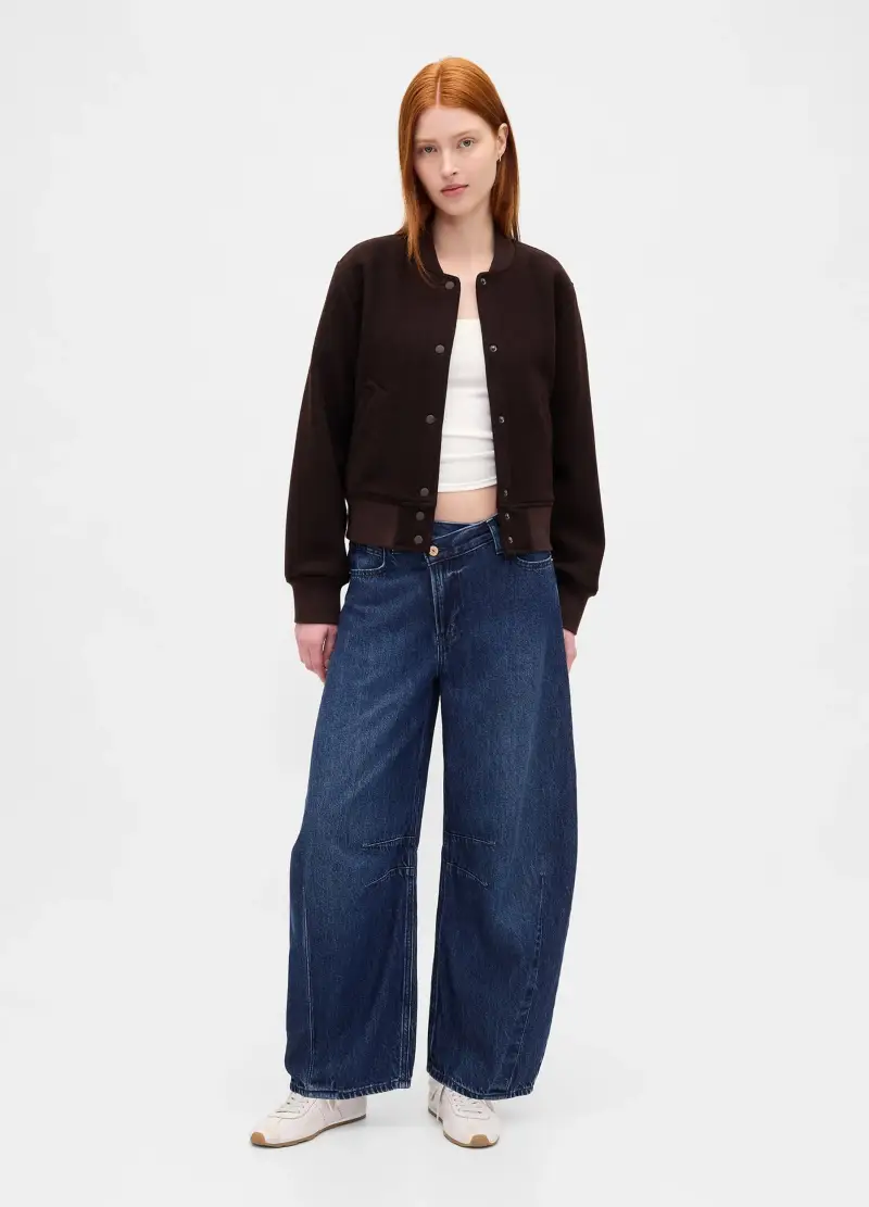 Pantaloni Blu In Denim Ampi, Donna, Blu