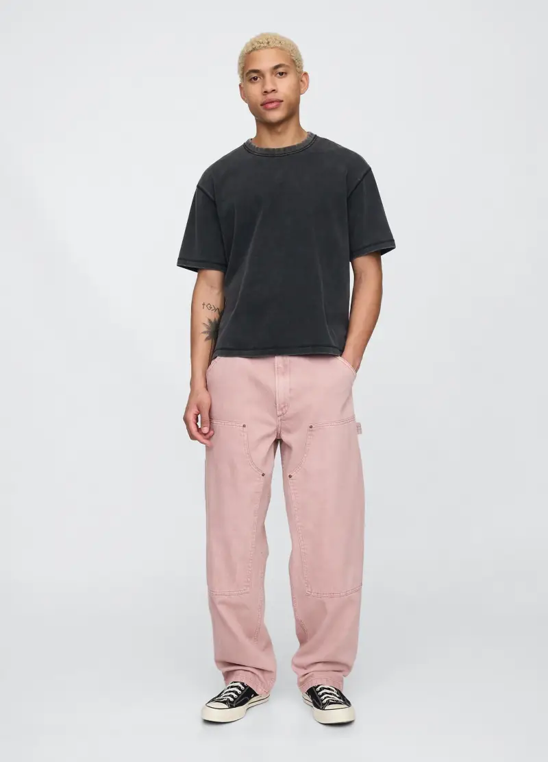 Pantaloni cargo con tasche, , Rosa cipria