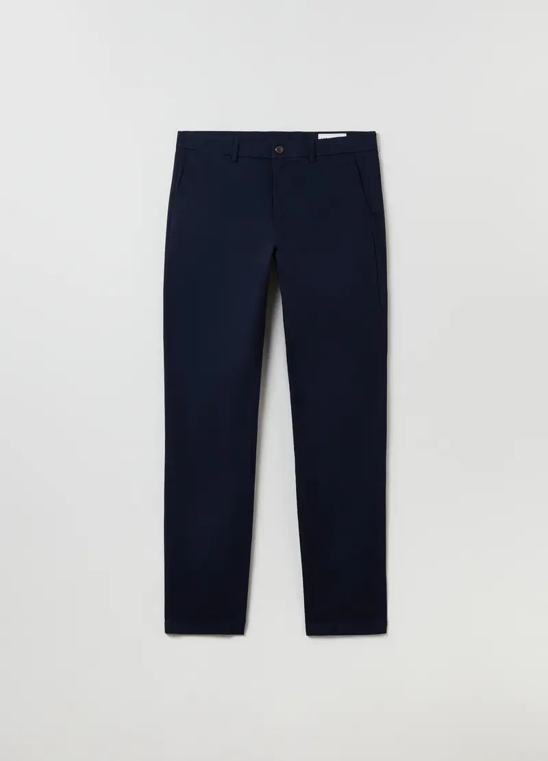 Pantaloni Chino Skinny Fit In Cotone Stretch, Uomo, Blu miniatura 2
