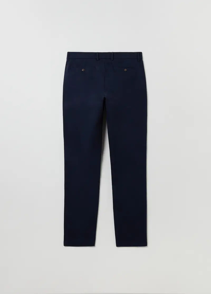 Pantaloni Chino Skinny Fit In Cotone Stretch, Uomo, Blu miniatura 3