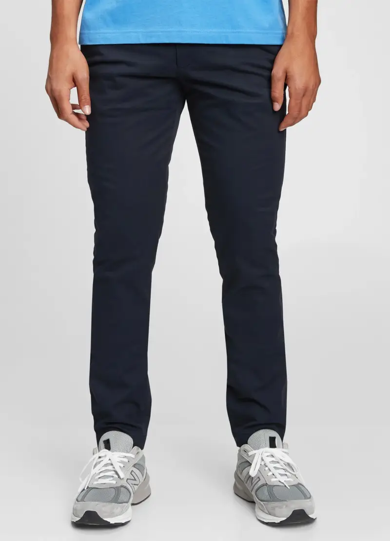 Pantaloni Chino Skinny Fit In Cotone Stretch, Uomo, Blu