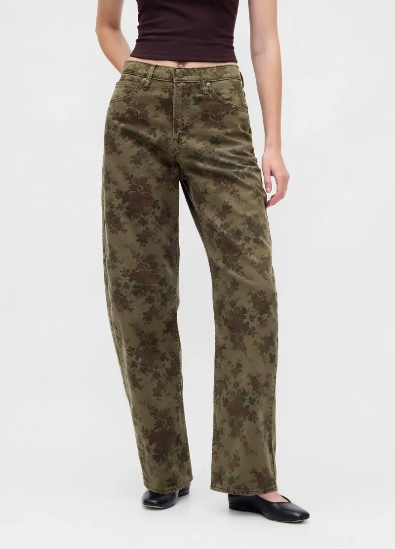 Pantaloni In Cotone Con Stampa, Donna, Verde miniatura 2