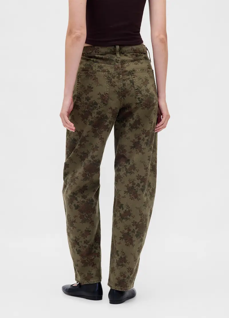 Pantaloni In Cotone Con Stampa, Donna, Verde miniatura 3