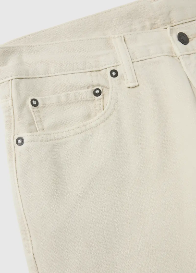 Pantaloni In Denim Con Cinque Tasche, Uomo, Bianco miniatura 3