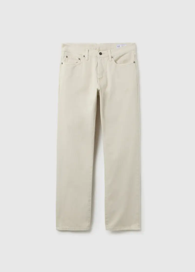 Pantaloni In Denim Con Cinque Tasche, Uomo, Bianco