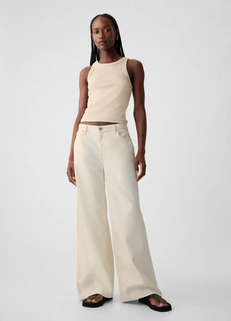 GAP, Pantaloni In Lyocell E Cotone, Donna, Bianco, Taglia: 34 REGULAR