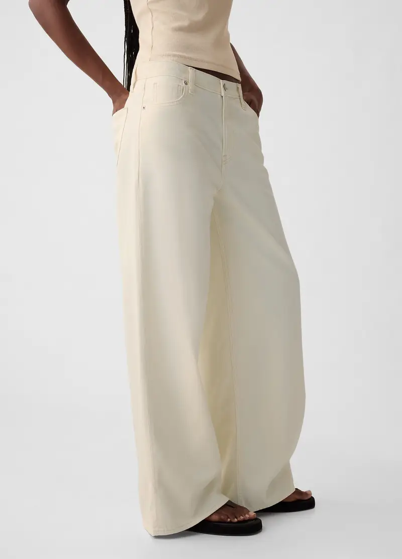 GAP, Pantaloni In Lyocell E Cotone, Donna, Bianco, Taglia: 34 REGULAR miniatura 3