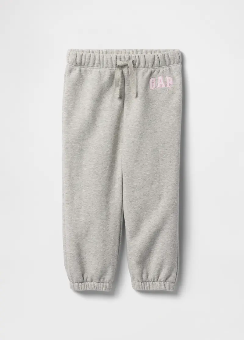 Pantaloni in misto cotone con logo regular fit, Bambina, Grigio chiaro melange