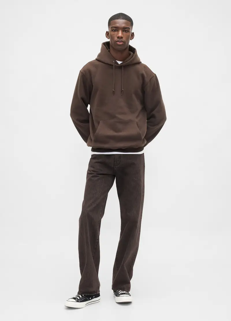 Pantaloni in puro cotone marroni regular fit con cinque tasche, , Marrone scuro