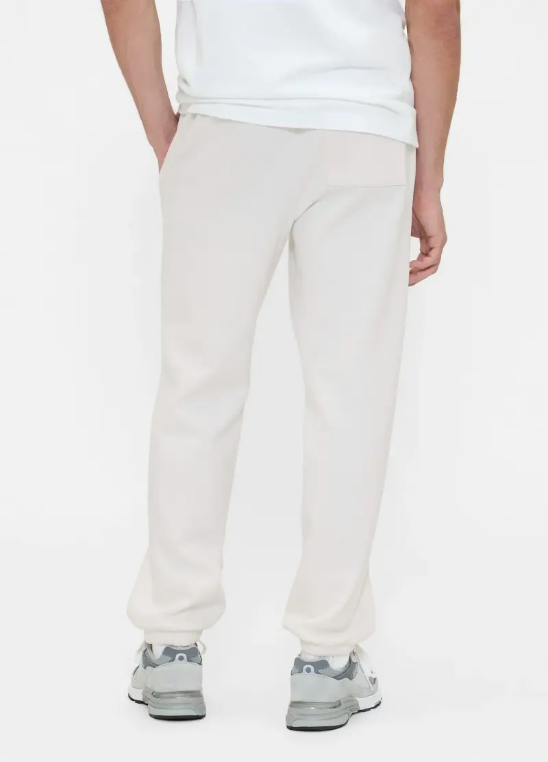 Pantaloni Jogger Beige In Misto Cotone E Poliestere, Uomo, Bianco miniatura 3