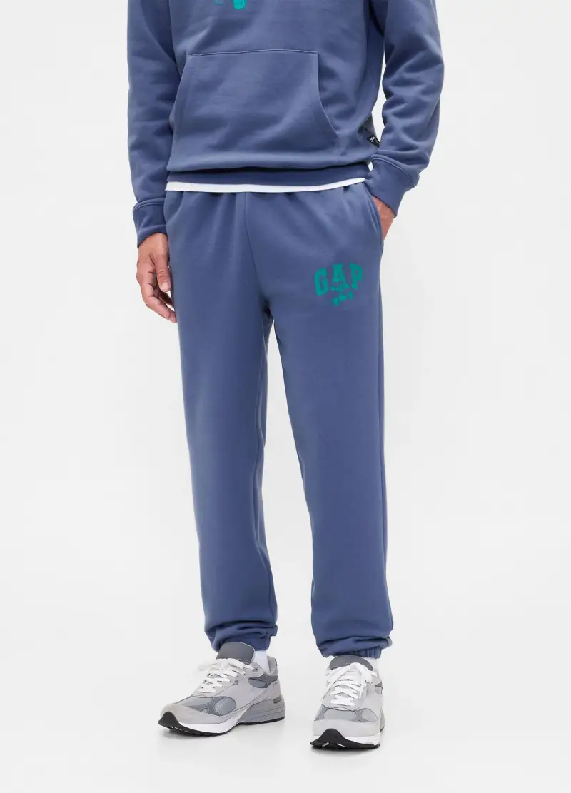 Pantaloni Jogger In Misto Cotone, Uomo, Blu miniatura 2