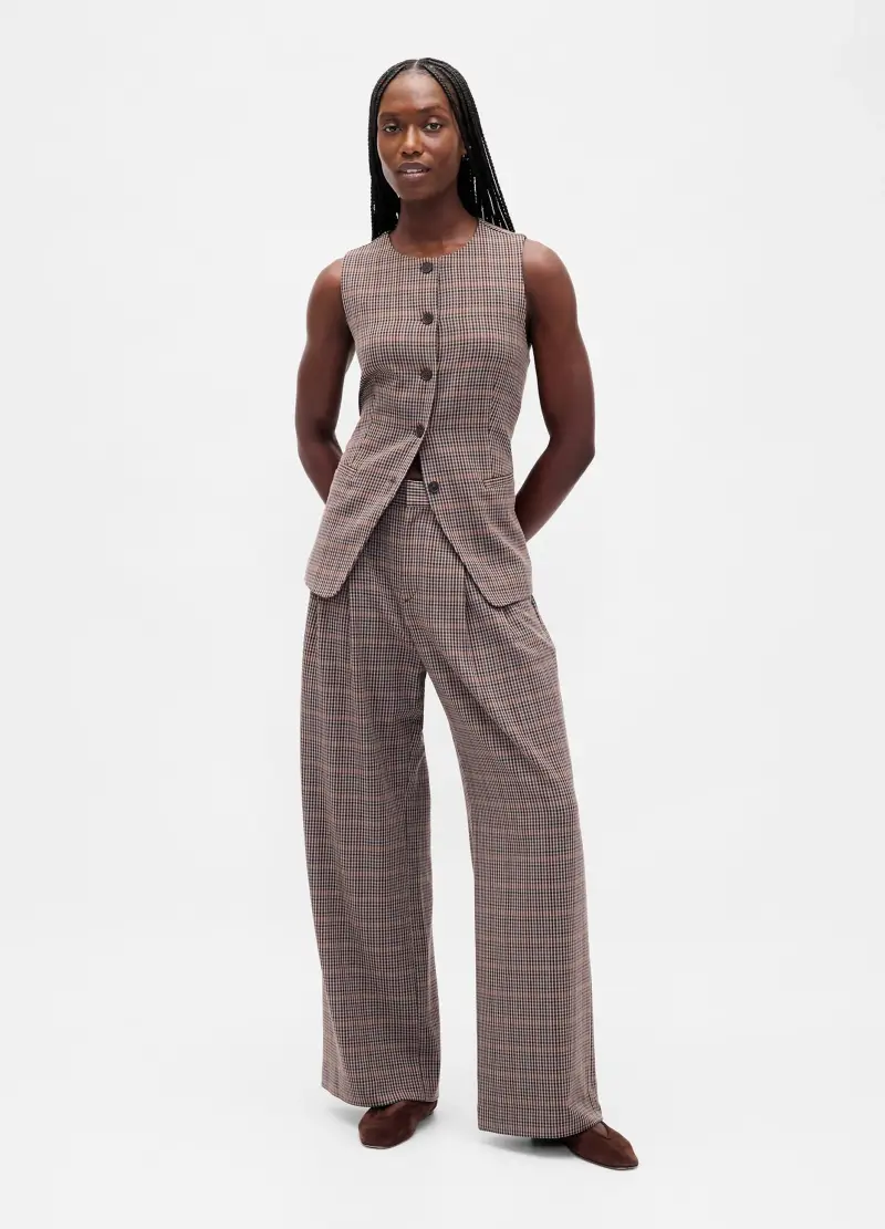 Pantaloni Marroni In Tessuto Elasticizzato, Donna, Grigio