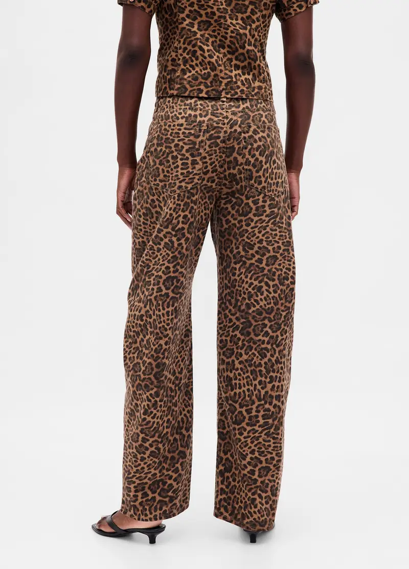Pantaloni Marroni Leopardati In Cotone, Donna, Marrone miniatura 3
