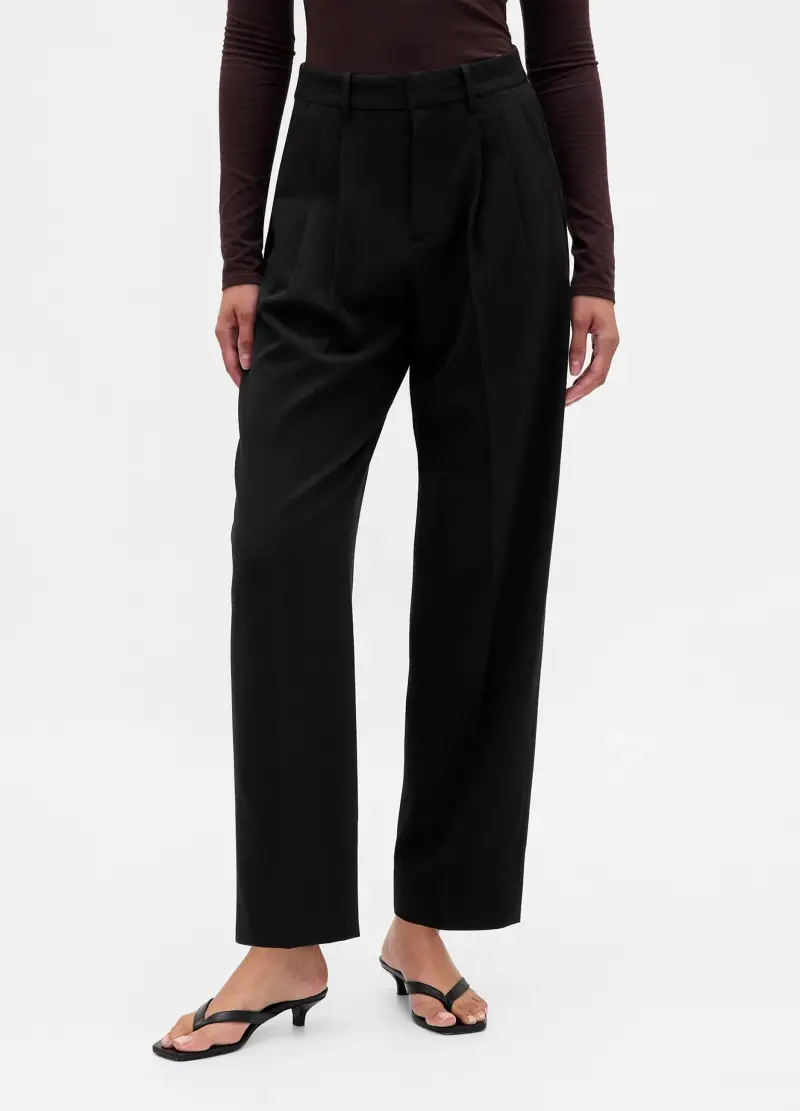 , Pantaloni Neri Elasticizzati, Donna, Nero miniatura 2