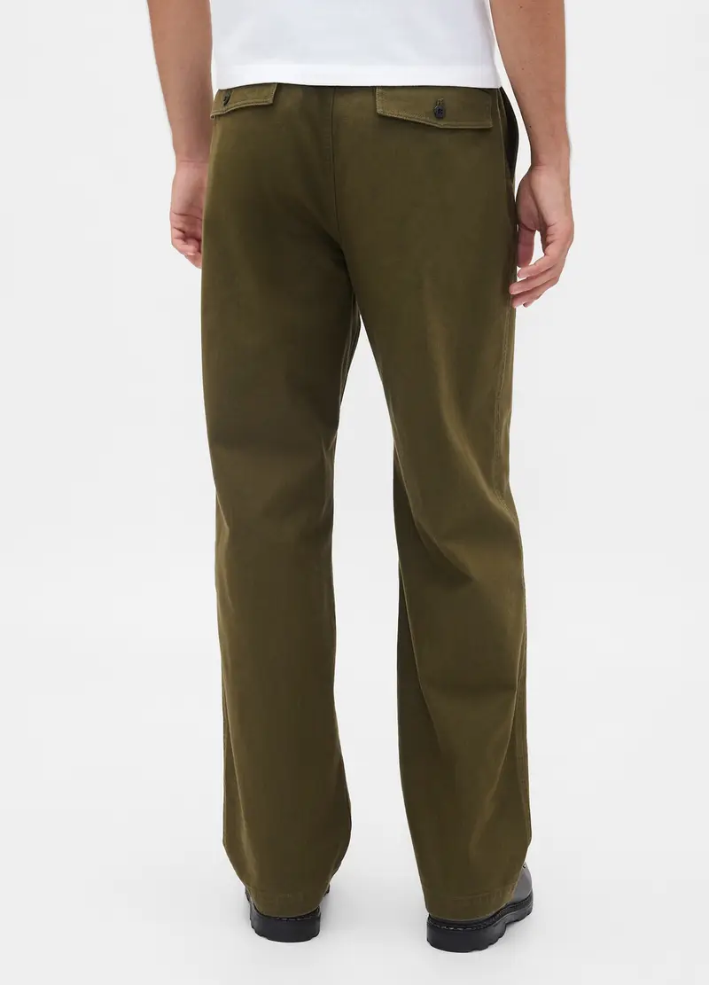 Pantaloni Regular In Cotone, Uomo, Verde miniatura 3