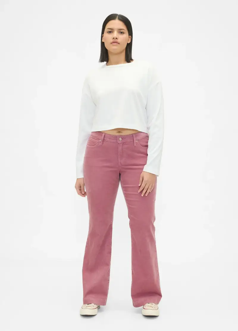 Pantaloni Rosa Elasticizzati Regular, Donna, Rosa