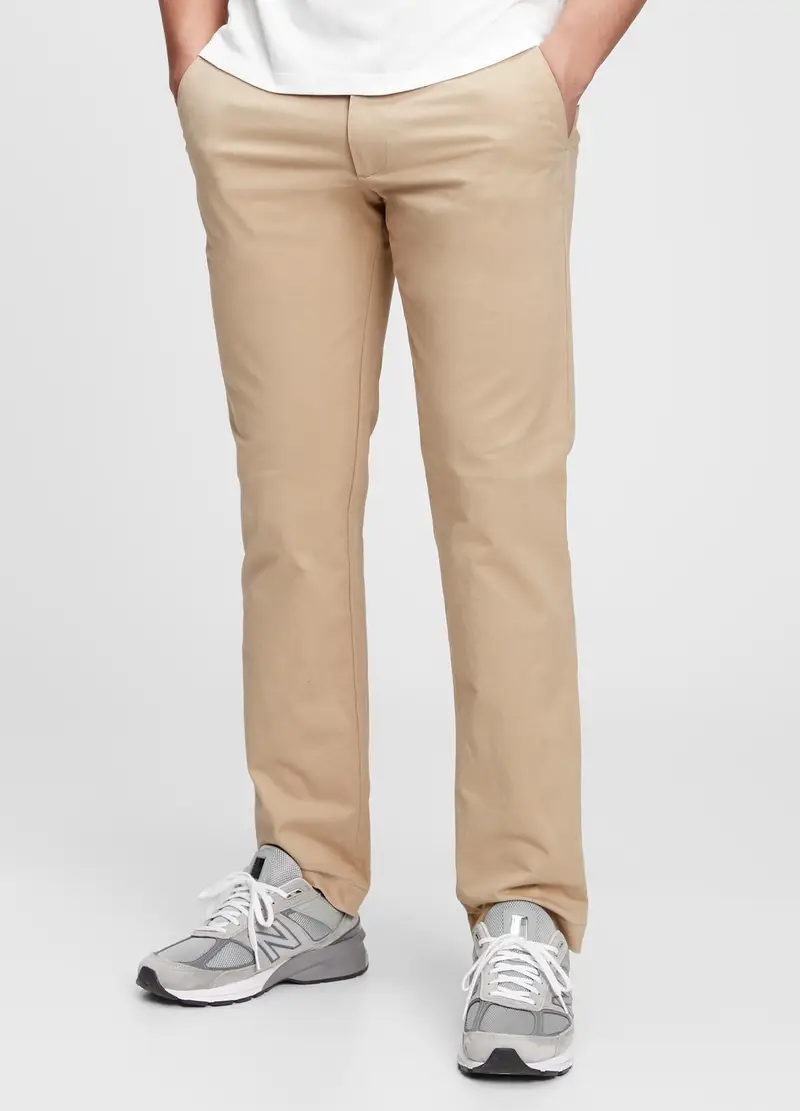 Pantaloni Straight Fit In Cotone Stretch, Uomo, Marrone