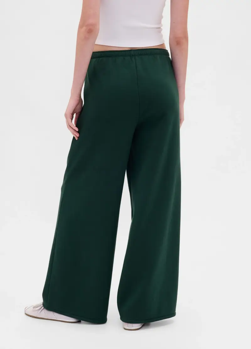 Pantaloni Verdi Palazzo In Misto Cotone E Poliestere, Donna, Verde miniatura 3