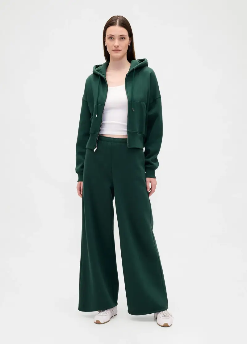 Pantaloni Verdi Palazzo In Misto Cotone E Poliestere, Donna, Verde