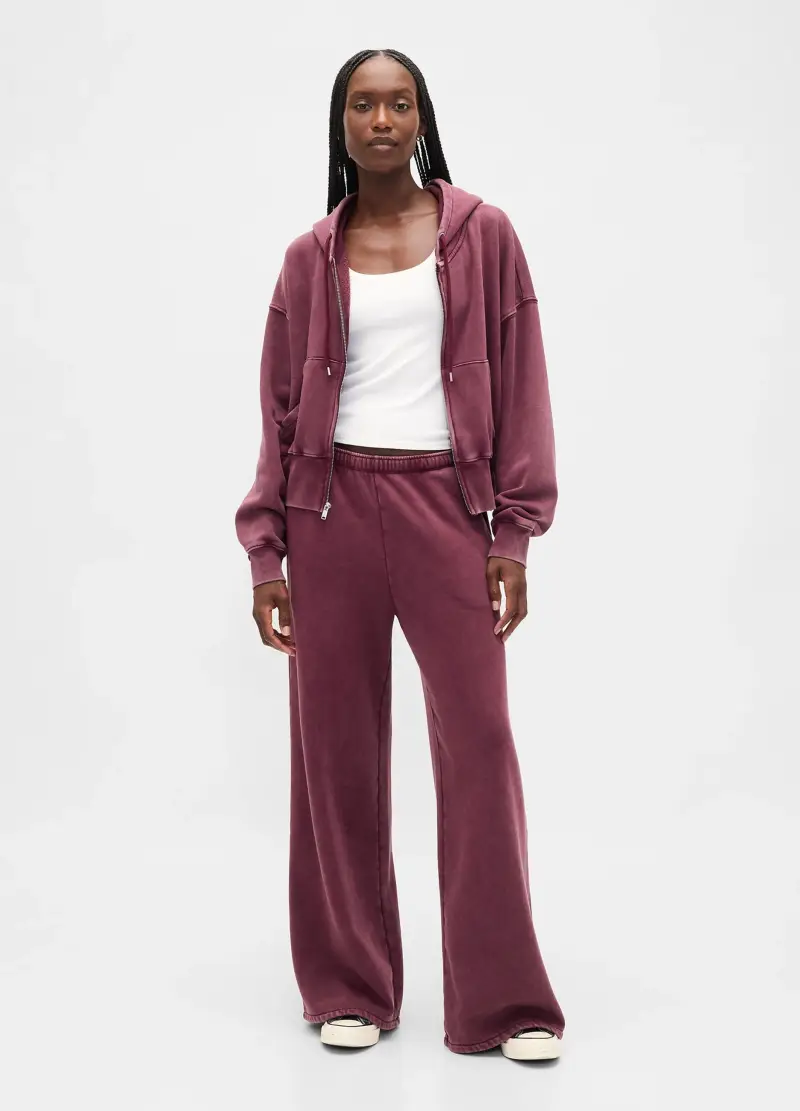 Pantaloni Viola In Misto Cotone E Poliestere, Donna, Rosso