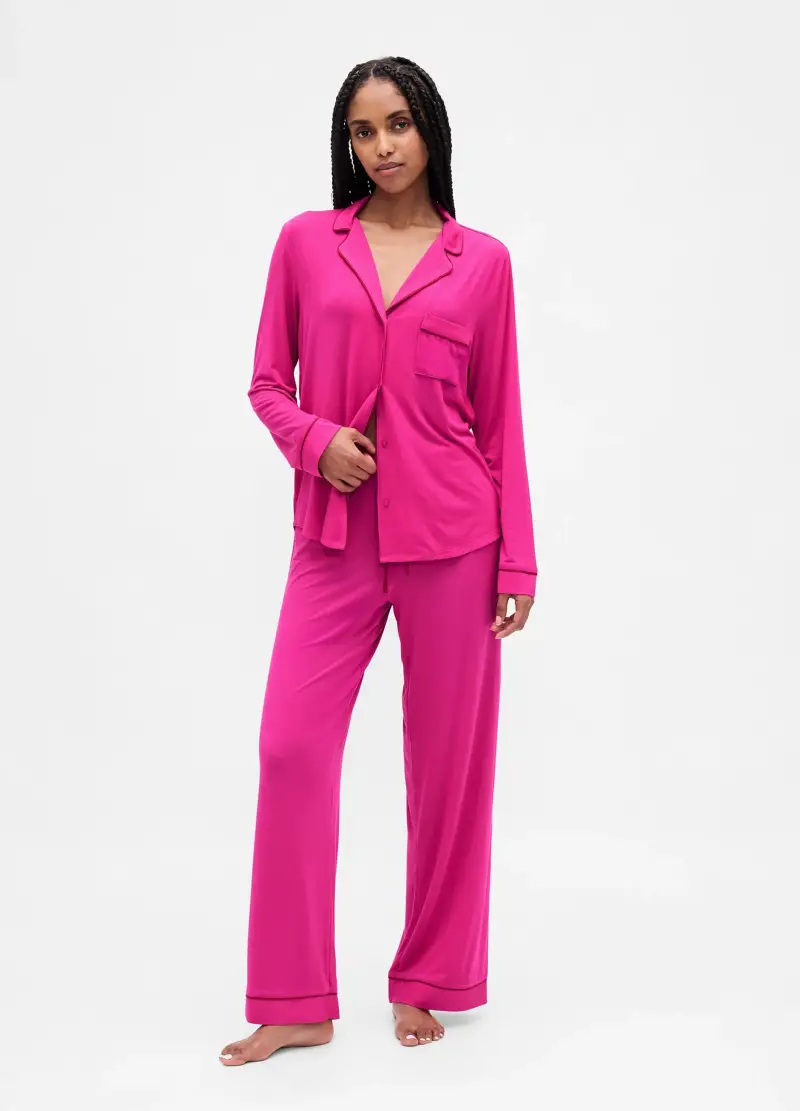 Pigiama Rosa In Modal Elasticizzato, Donna, Rosa miniatura 2