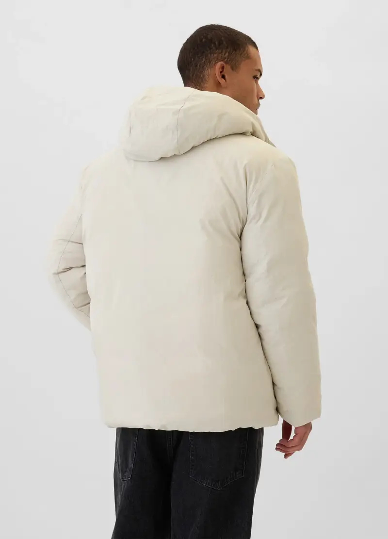 Piumino Con Cappuccio E Ricamo Logo, Uomo, Bianco miniatura 3