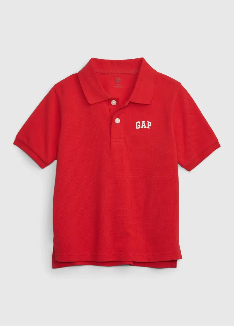 Polo in puro cotone regular fit con logo, Bambino, Rosso ciliegia