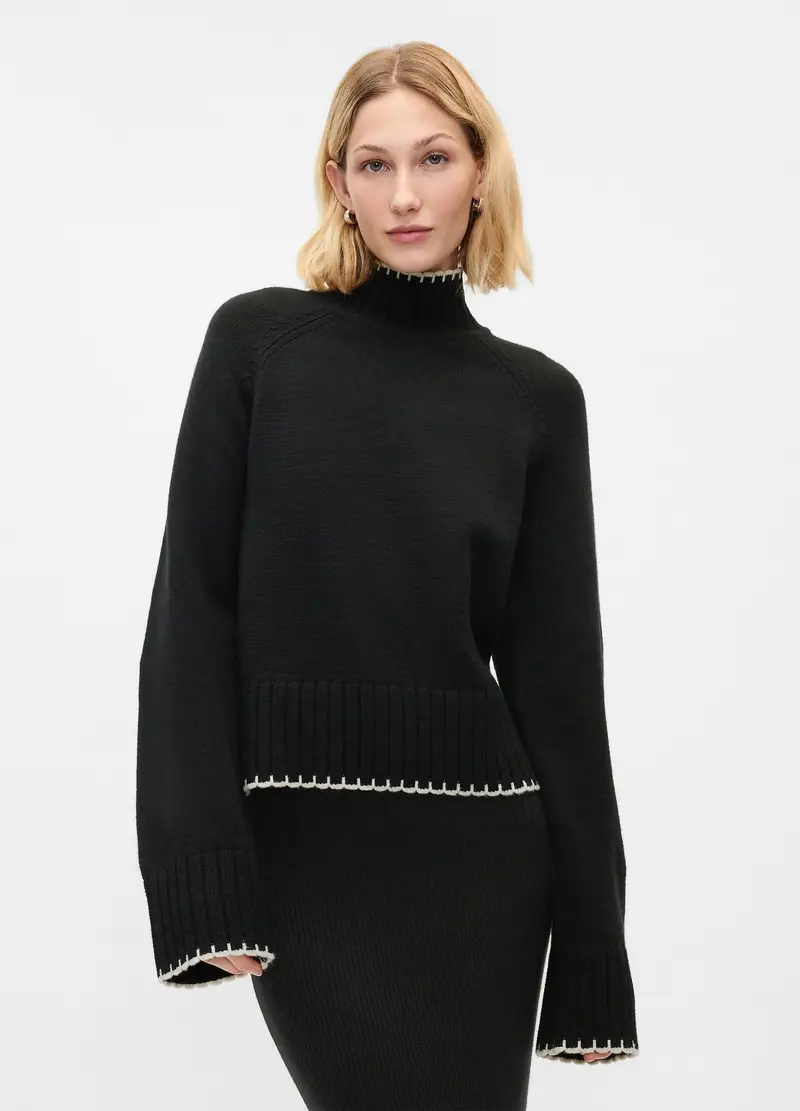 Pullover Cashsoft A Collo Alto, Donna, Nero