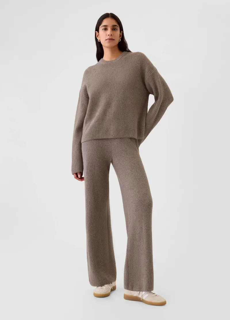 Pullover Cashsoft Con Lavorazione A Coste Inglesi, Donna, Marrone miniatura 2