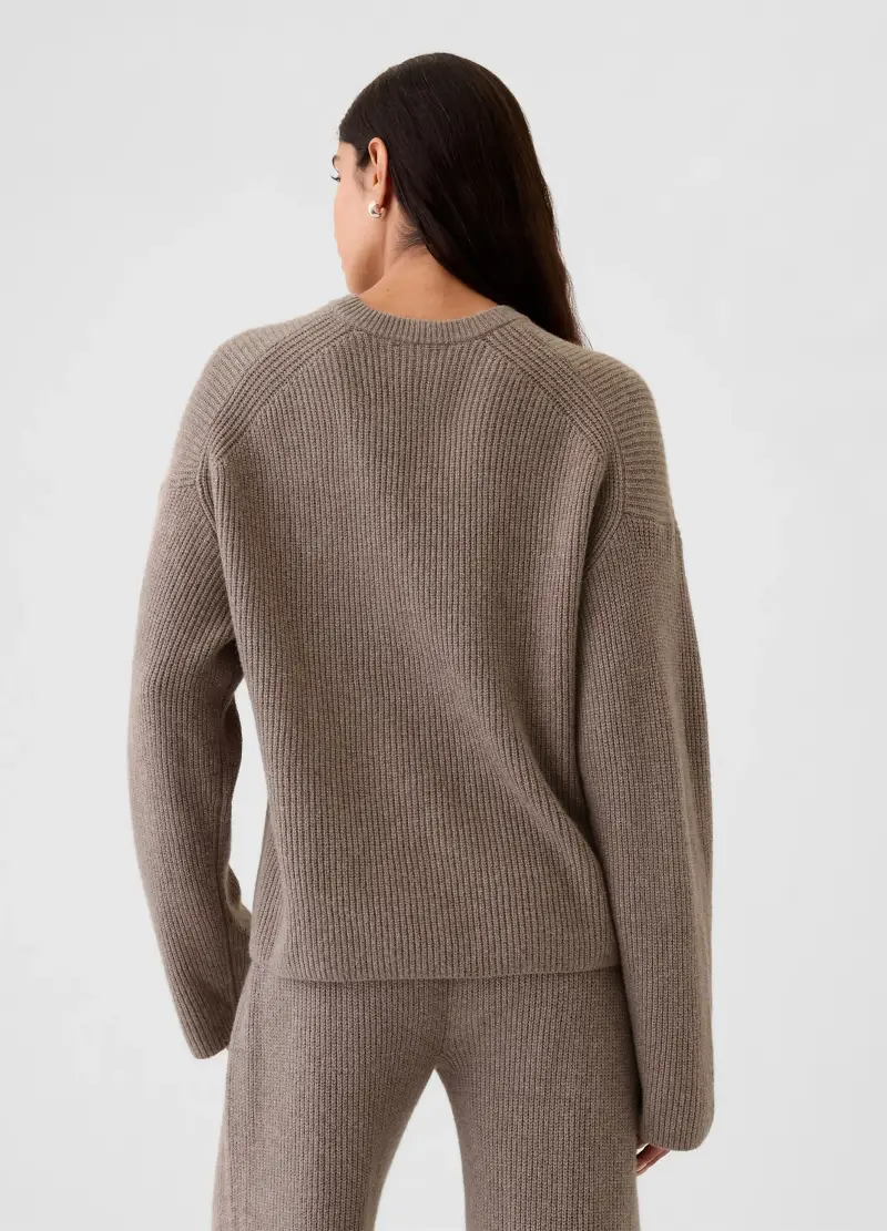 Pullover Cashsoft Con Lavorazione A Coste Inglesi, Donna, Marrone miniatura 3