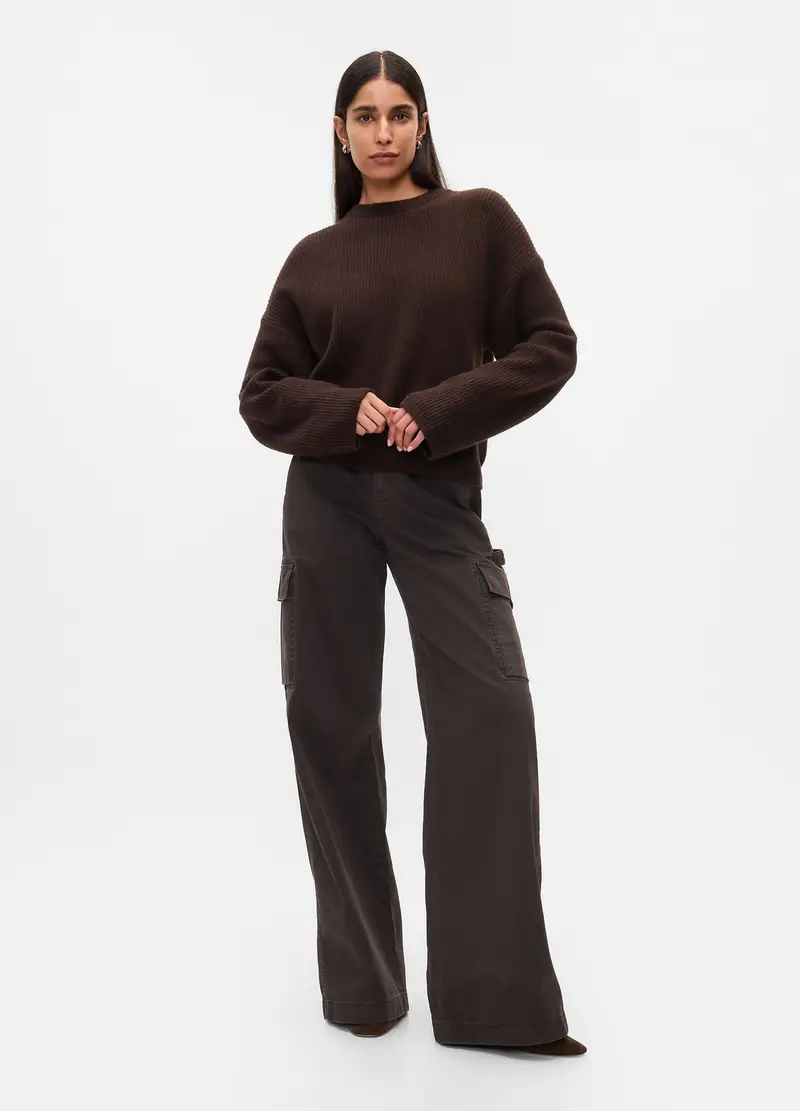 Pullover Cashsoft Con Lavorazione A Coste Inglesi, Donna, Marrone miniatura 2