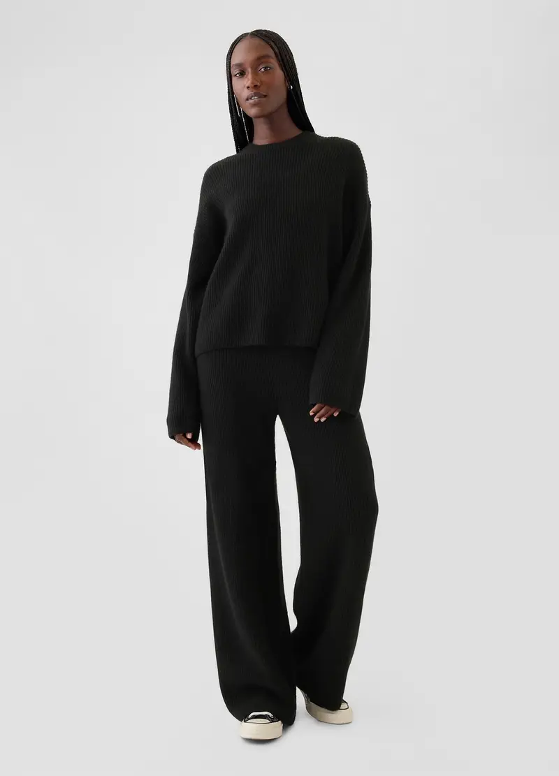 Pullover Cashsoft Con Lavorazione A Coste Inglesi, Donna, Nero miniatura 2